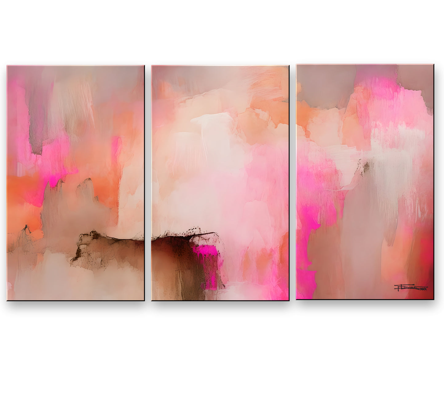 FRACTURED PINK-Extra Large Textured Canvas Painting – Limited Edition Abstract