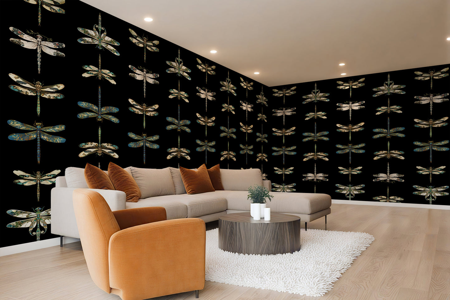 Mystic Dragonfly Luxury Wallpaper Textured Paper or Peel and Stick