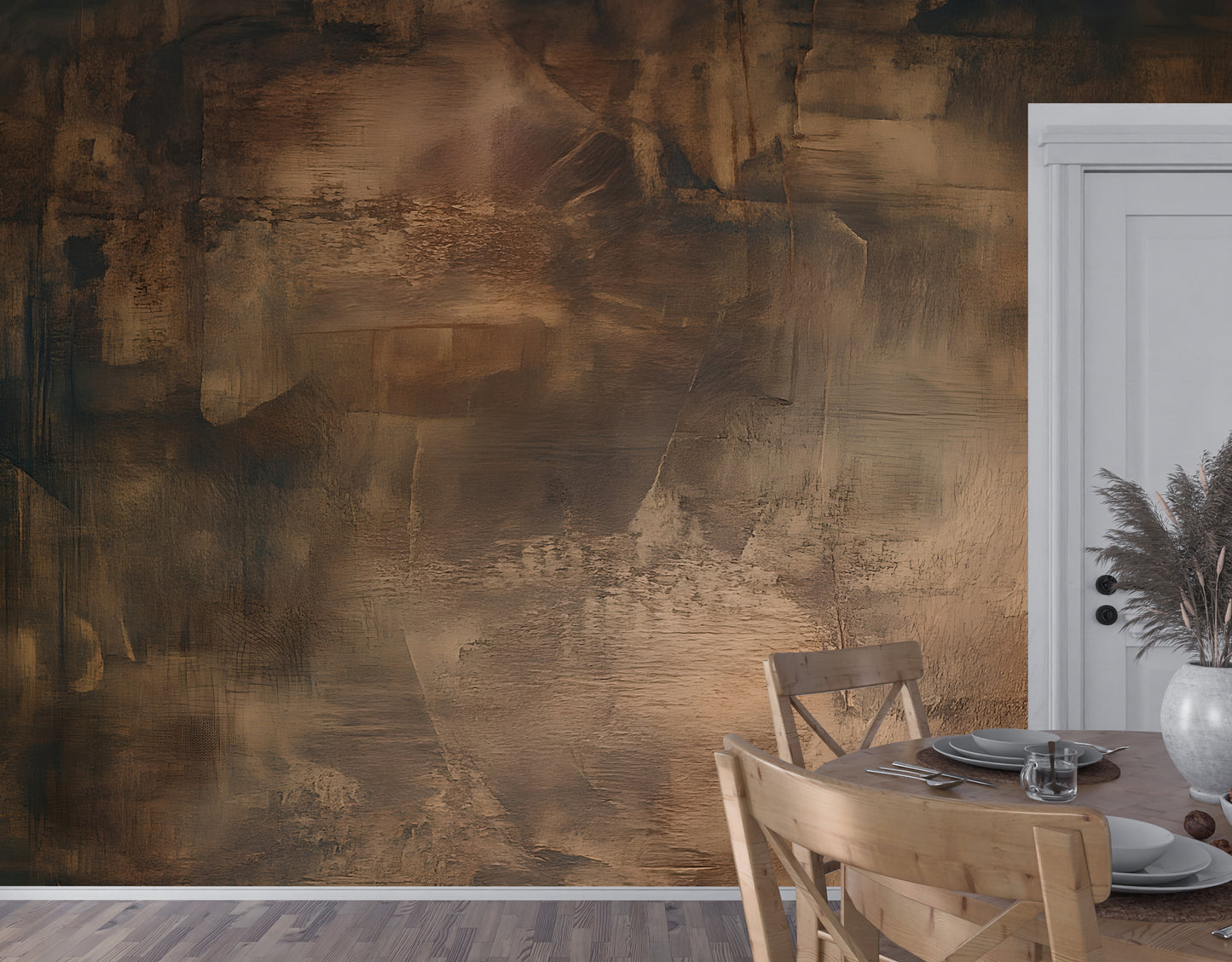 Leather Look Abstract Luxury Wallpaper Mural in Peel & Stick Canvas Vinyl or Non-Woven