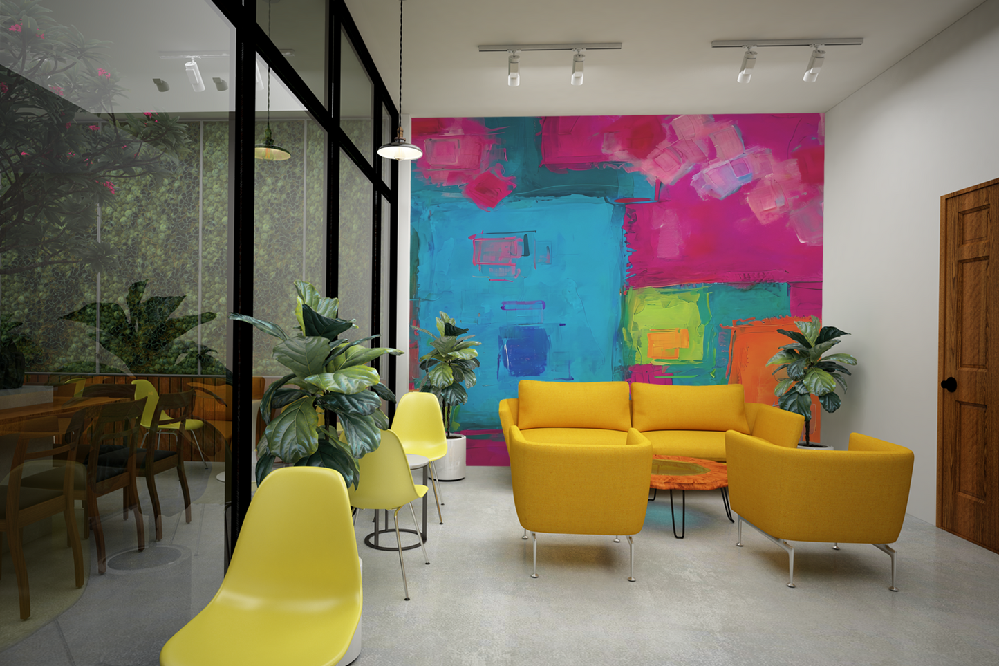 Colorful Abstract Luxury Wallpaper Mural in Peel & Stick Canvas Vinyl or Non-Woven