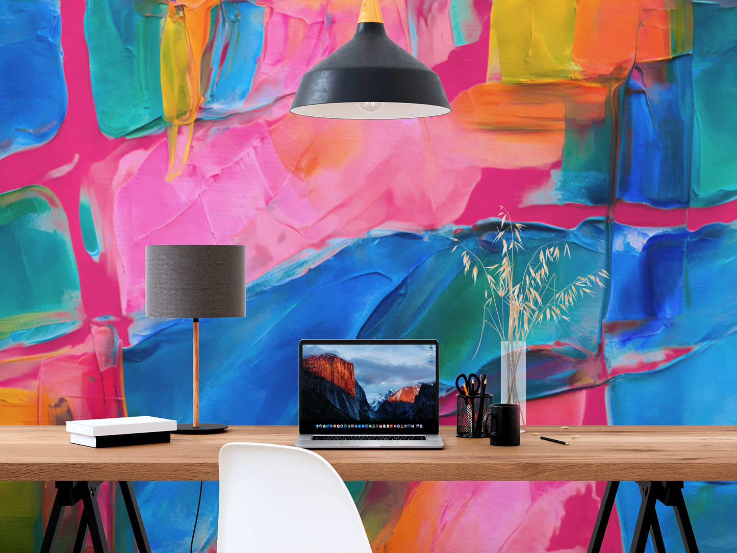 Colorful Abstract Luxury Wallpaper Mural in Peel & Stick Canvas Vinyl or Non-Woven