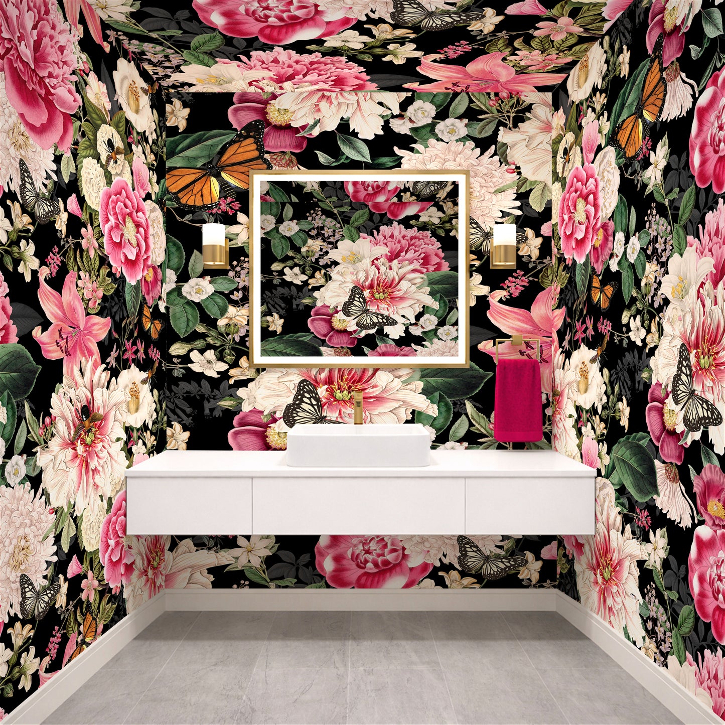 Floral Fantasy Blooms and Butterflies Wallpaper Mural