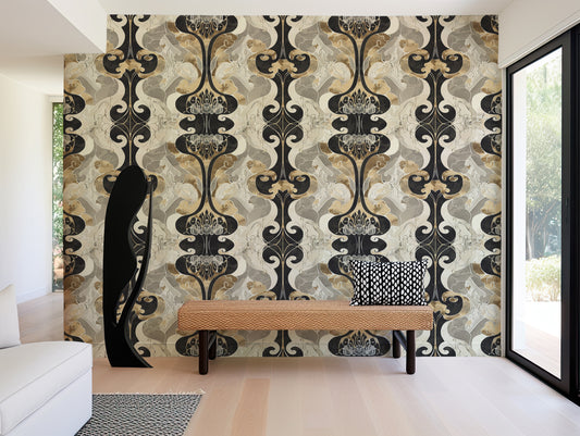 Mid Century Modern Wallpaper Mural in Peel & Stick Canvas Vinyl or Non-Woven