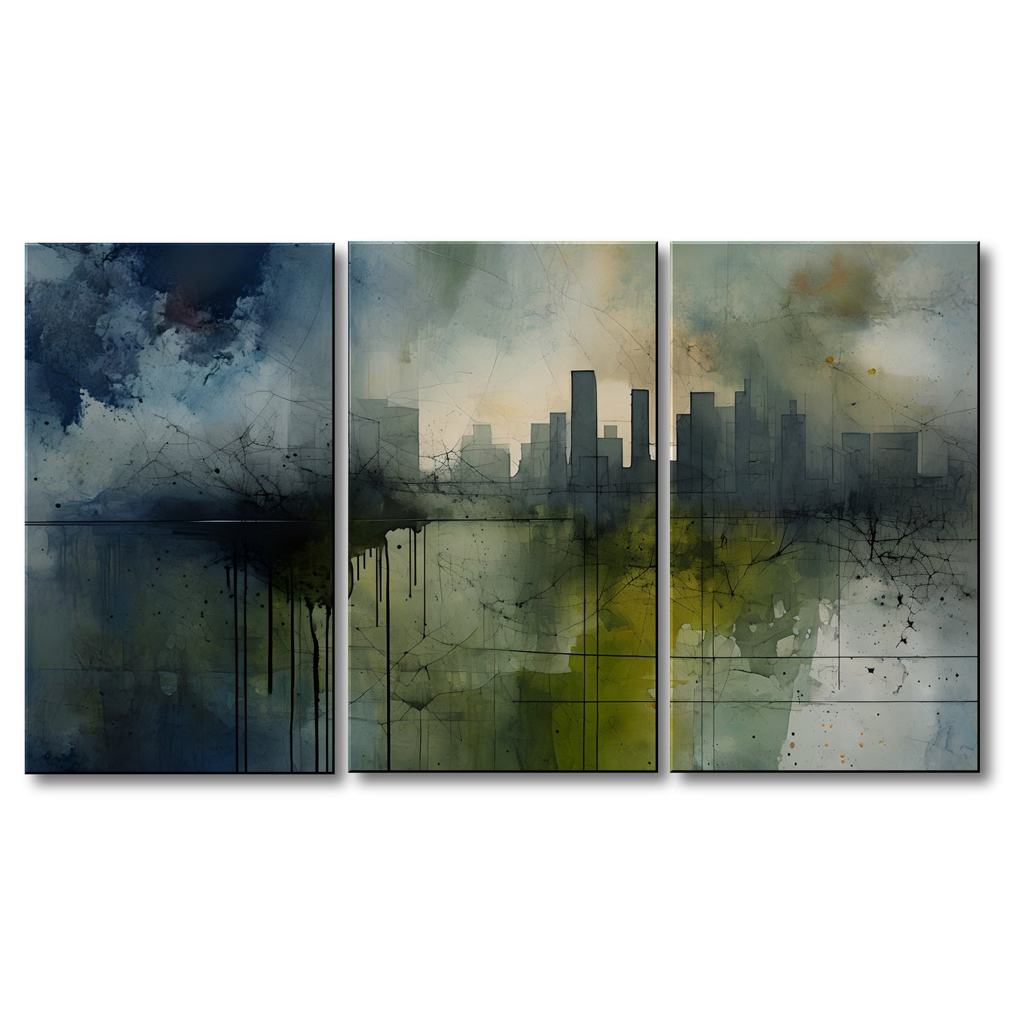 URBAN OASIS-Extra Large Textured Canvas Painting – Limited Edition Abstract Cityscape