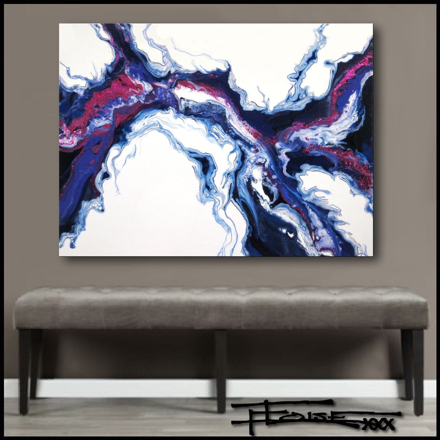 MAGENTA SPLASH - Original Resin Painting